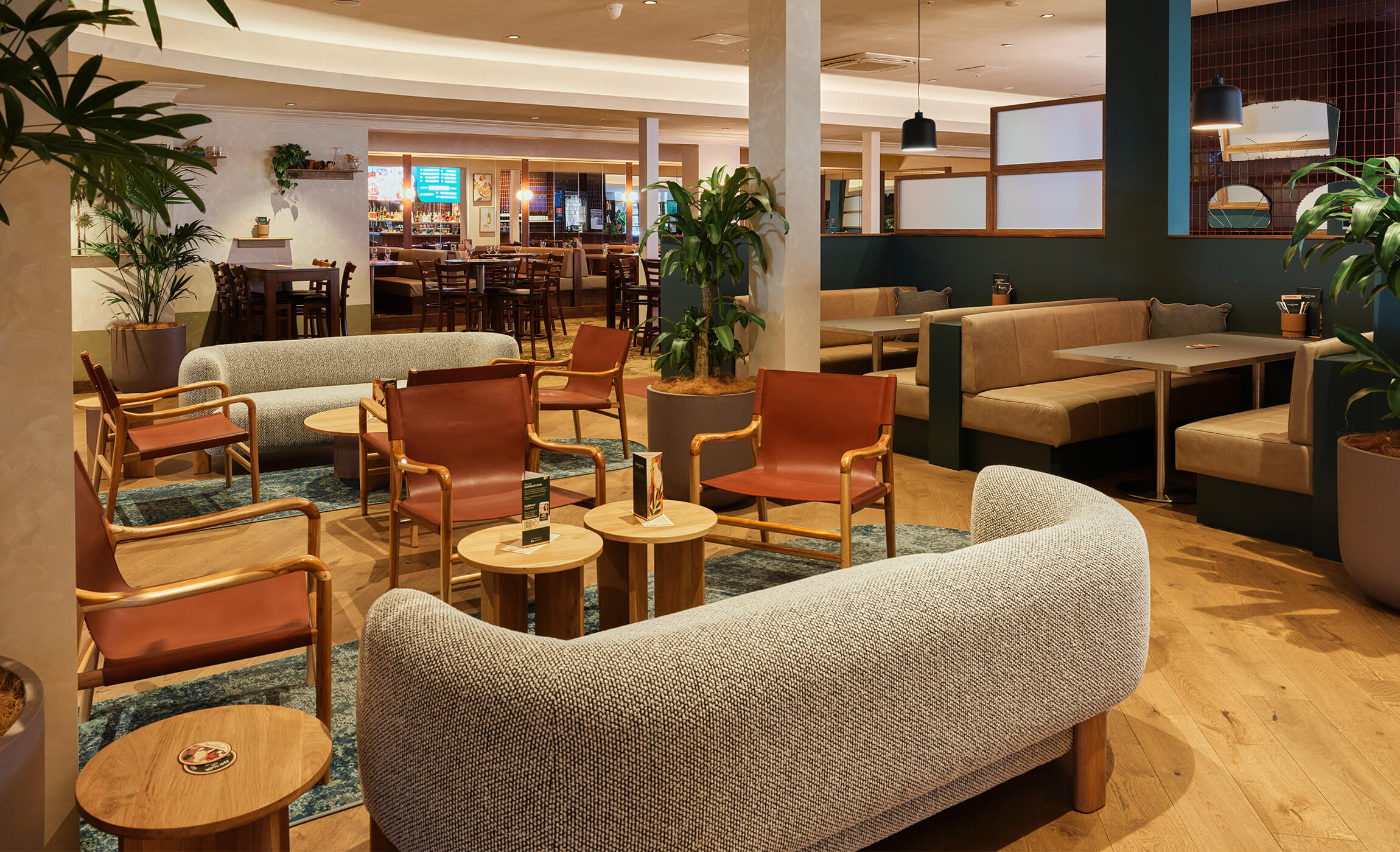 comfortable lounge seating and cocktail booths